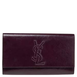 Pre Owned Yves Saint Laurent Purple Patent Leather Belle De Jour Flap Clutch