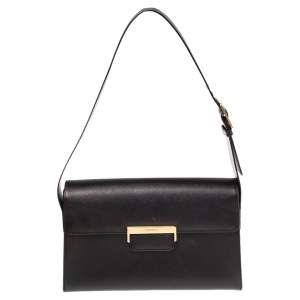 Yves Saint Laurent Black Leather Vintage Flap Shoulder Bag