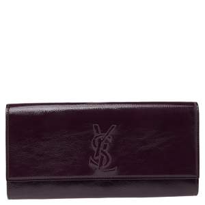 Pre Owned Yves Saint Laurent Purple Patent Leather Belle De Jour Clutch