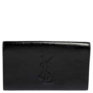 Yves Saint Laurent Black Patent Leather Belle De Jour Clutch
