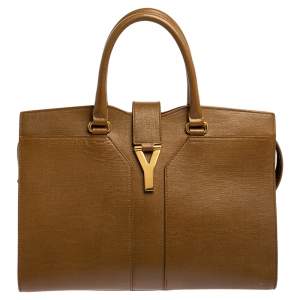 Pre Owned Yves Saint Laurent Brown Leather Medium Cabas Chyc Tote