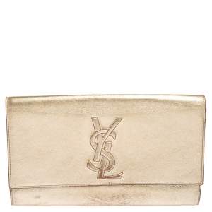 Pre Owned Yves Saint Laurent Metallic Gold Leather Belle De Jour Clutch