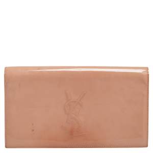 Yves Saint Laurent Beige Patent Leather Belle De Jour Flap Clutch