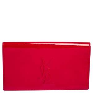 Pre Owned Yves Saint Laurent Magenta Patent Leather Belle De Jour Flap Clutch