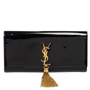 Pre Owned Saint Laurent Black Patent Leather Kate Tassel Clutch