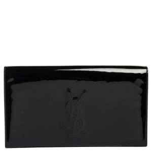 Pre Owned Yves Saint Laurent Black Patent Leather Belle De Jour Flap Clutch