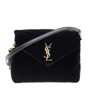Pre Owned Saint Laurent Black Velvet Loulou Shoulder Bag