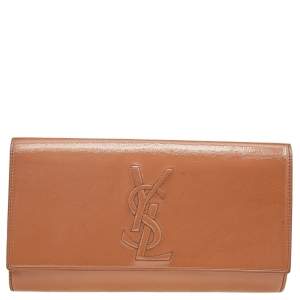Pre Owned Yves Saint Laurent Beige Patent Leather Belle De Jour Clutch