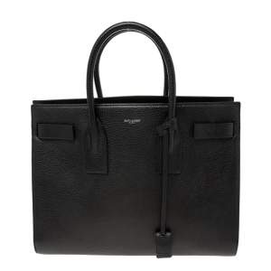 Pre Owned Saint Laurent Black Leather Medium Sac De Jour Tote