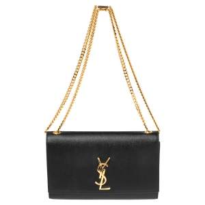 Pre Owned Saint Laurent Black Leather Kate Chain Shoulder Bag