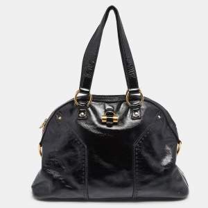 Pre Owned Yves Saint Laurent Black Patent Leather Large Muse Satchel
