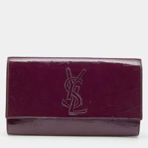 Pre Owned Yves Saint Laurent Purple Patent Leather Belle De Jour Clutch