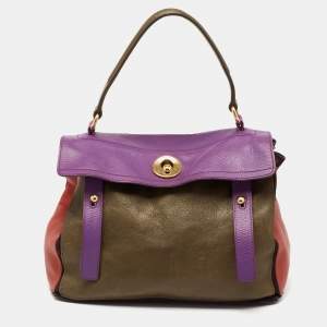 Yves Saint Laurent Multicolor Leather and Suede Muse Two Top Handle Bag