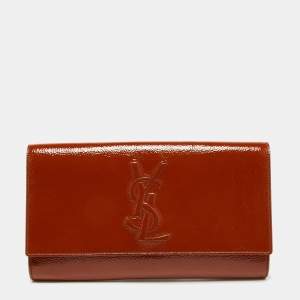 Pre Owned Yves Saint Laurent Rust Patent Leather Belle De Jour Flap Clutch