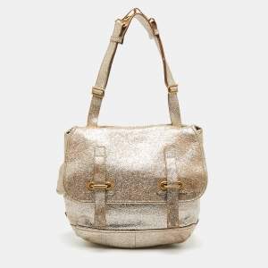 Yves Saint Laurent Metallic Gold Leather Besace Shoulder Bag
