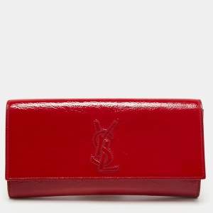 Pre Owned Yves Saint Laurent Paris Red Patent Leather Belle De Jour Clutch