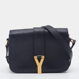 Pre Owned Yves Saint Laurent Black Leather Medium Chyc Flap Bag