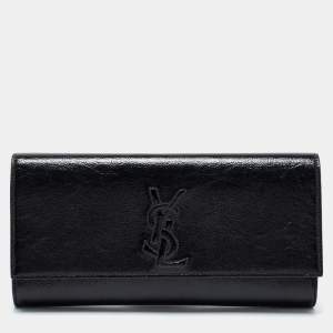 Pre Owned Yves Saint Laurent Black Patent Leather Belle De Jour Flap Clutch