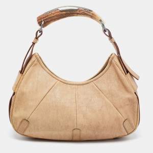 Pre Owned Yves Saint Laurent Beige Leather Mombasa Hobo