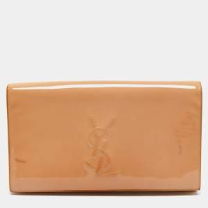 Yves Saint Laurent Beige Patent Leather Belle De Jour Flap Clutch