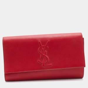Yves Saint Laurent Red Leather Belle De Jour Flap Clutch