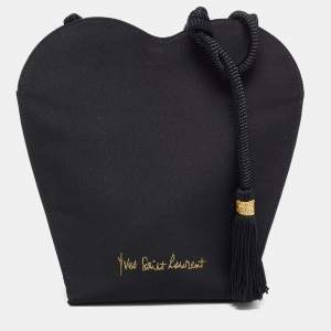 Yves Saint Laurent Black Satin Heart Crossbody Bag