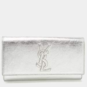 Yves Saint Laurent Silver Leather Belle De Jour Clutch
