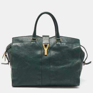 Yves Saint Laurent Dark Green Leather Large Cabas Chyc Satchel