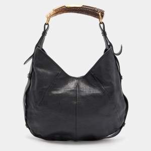 Yves Saint Laurent Black Leather Mombasa Hobo 