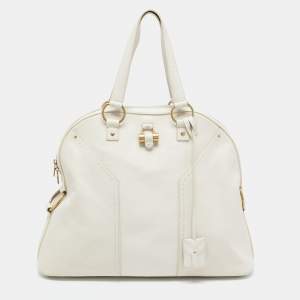 Yves Saint Laurent Off-White Leather Oversized Muse Bag