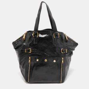 Pre Owned Yves Saint Laurent Black Patent Leather Large Downtown Tote