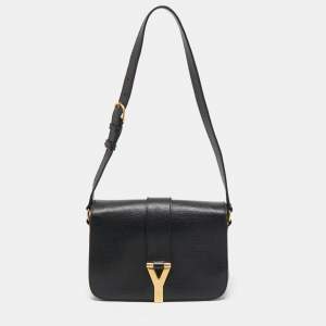 Yves Saint Laurent Black Leather Medium Chyc Flap Bag