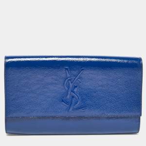 Yves Saint Laurent Blue Patent Leather Belle De Jour Clutch