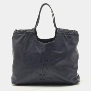 Pre Owned Yves Saint Laurent Nay Blue Leather Belle De Jour Tote