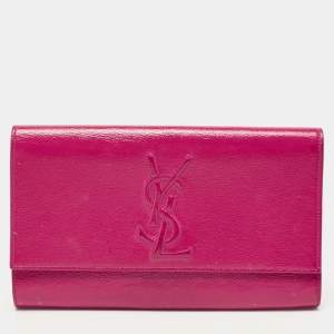 Yves Saint Laurent Magenta Patent Leather Belle De Jour Flap Clutch