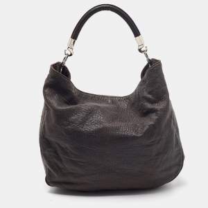 Pre Owned Yves Saint Laurent Brown Leather Large Roady Hobo