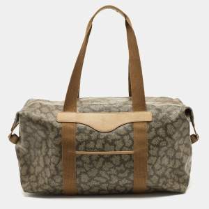 Pre Owned Yves Saint Laurent Grey/Brown Giraffe Print Coated Canvas Tote