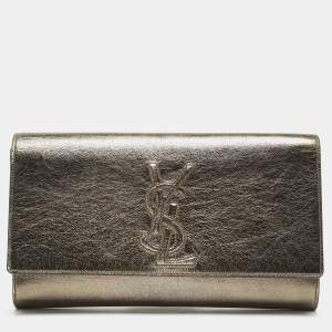Yves Saint Laurent Metallic Leather Belle De Jour Flap Clutch