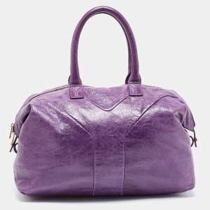 Pre Owned Yves Saint Laurent Purple Leather Easy Y Satchel