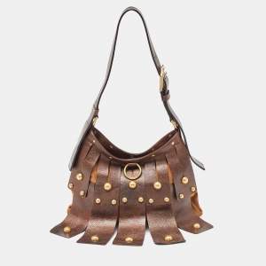 Yves Saint Laurent Two Tone Brown Suede and Leather Rive Gauche Shoulder Bag