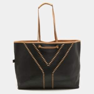 Yves Saint Laurent Dark Brown/Tan Leather Neo Reversible Tote