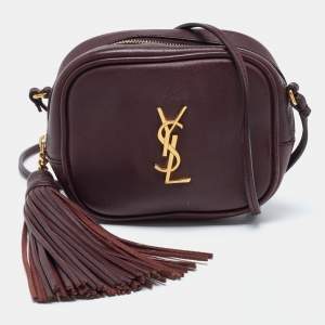 Saint Laurent Burgundy Leather Blogger Crossbody Bag