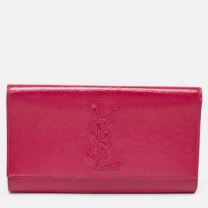 Yves Saint Laurent Fuchsia Patent Leather Belle De Jour Flap Clutch