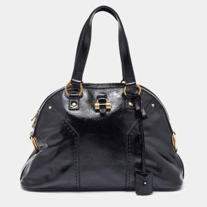 Yves Saint Laurent Black Patent Leather Large Muse Satchel