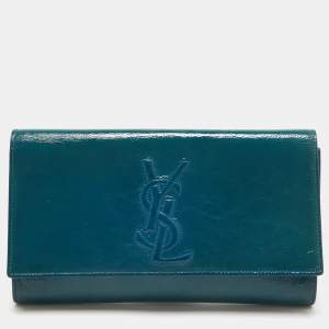 Yves Saint Laurent Teal Patent Leather Belle De Jour Flap Clutch