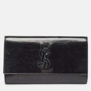 Yves Saint Laurent Black Patent Leather Belle De Jour Flap Clutch