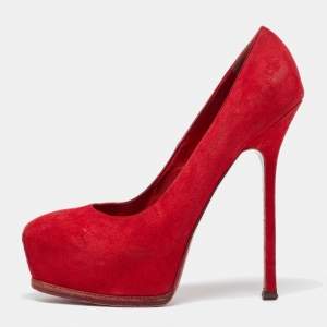 Yves Saint Laurent Red Suede Tribtoo Pumps Size 39