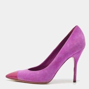 Yves Saint Laurent Pink/Purple Suede and  Patent Pointed Toe  Pumps Size 38