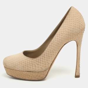 Yves Saint Laurent Beige Python Platform Pumps Size 38