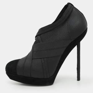 Yves Saint Laurent Black Elastic Bandage And Suede Booties Size 39